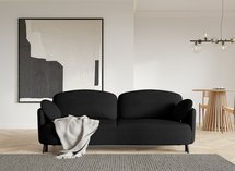 Raviolo three-seater sofa with Moly 99 container, hydrophobic chenille, black legs