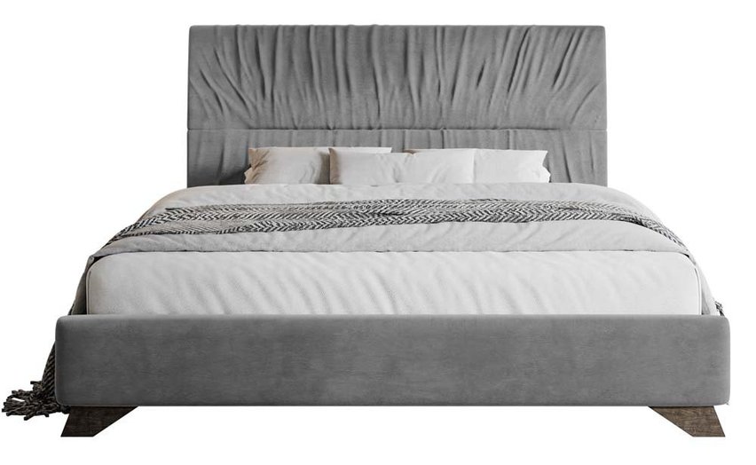 Llana upholstered bed 160x200 cm gray velvet