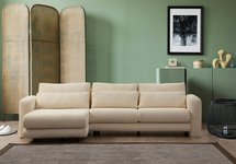 Bellines L-shaped left-hand corner sofa beige corduroy