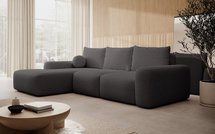 Carnos L-shaped corner sofa bed with ball, single cushions Moly 85 hydrophobic chenille left side