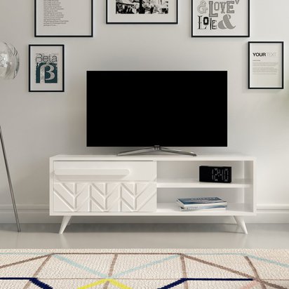 Veneida TV cabinet with decoration 120 cm white