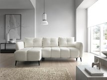 Odisso L-shaped corner sofa with sleeping function with Catch Me 01 boucle container, left-hand