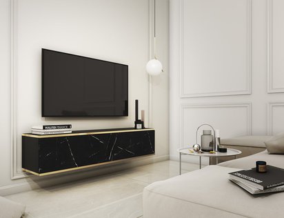 Mucalma TV cabinet 135 cm black marble with gold inserts RTV135MAR