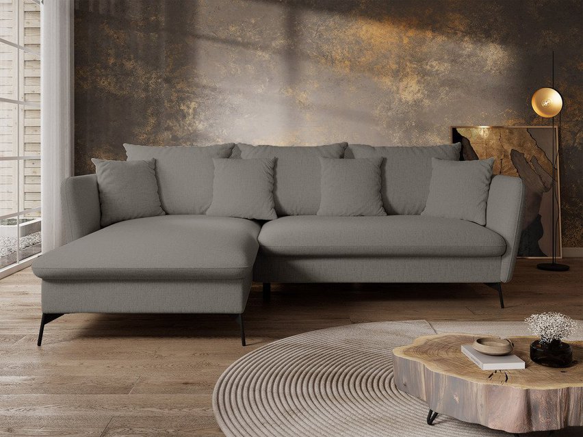 Castilio L-shaped corner sofa with sleeping function with Moly 85 container, hydrophobic chenille, left-hand side