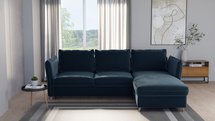 Corner sofa with sleeping function Bastimento L-shaped with storage universal navy blue hydrophobic velvet