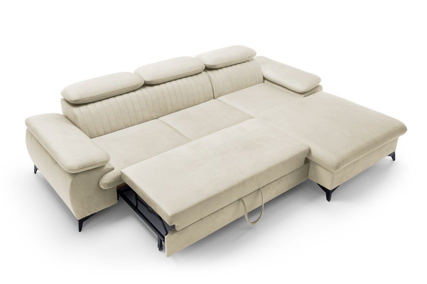 Corner sofa with sleeping function Furie L-shaped (Fabric: Matt Velvet 06, Side: Right)