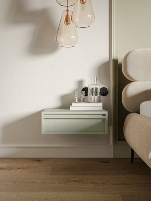 Evo bedside table with a hanging drawer, 50 cm, Sage