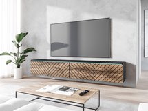 TV cabinet Kane 180 cm black graphite/wotan oak herringbone