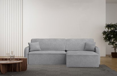 Corner sofa with sleeping function Picatti gray L-shaped with a container in hydrophobic fabric universal velour