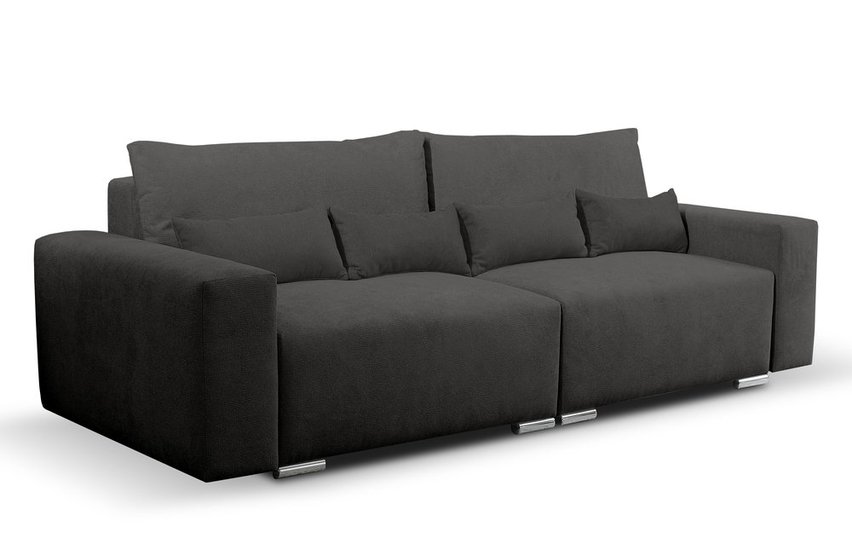 Dekira Aragon 97 three-seater sofa with storage in hydrophobic fabric, braided legs, silver