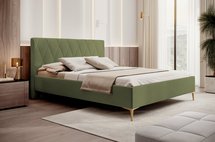 Upholstered bed 160x200 cm Tiksi olive velvet