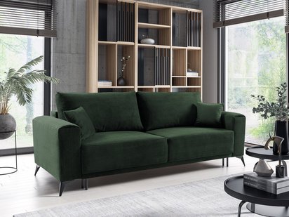 Jokiranta three-seater sofa with storage, dark green corduroy