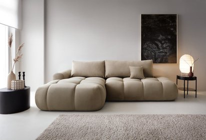 Ombo L-shaped corner sofa with sleeping function with container Salvador 02, hydrophobic velvet, left-hand side