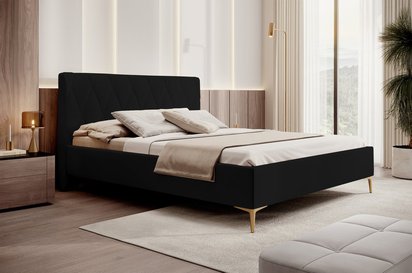 Upholstered bed 140x200 cm Tiksi black velvet