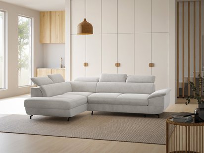 Corner sofa with sleeping function Lambo L-shaped with side Castel 04 with container legs black left-hand side