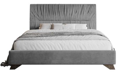 Llana continental bed 180x200 cm gray velvet