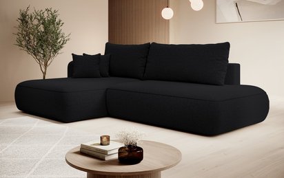 Foggi L-shaped corner sofa with sleeping function with left-handed container