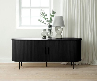 Gativel slatted chest of drawers 180 cm black oak
