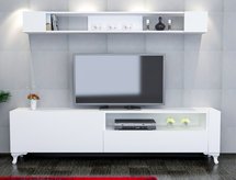 Maddie TV cabinet white with wall shelf