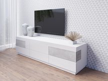 Galaka TV Cabinet with Six Drawers (White / Glossy White / Colorado Concrete)