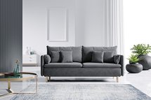 Gennario three-seater sofa bed with storage (Fabric: Cloud 91, Legs: Gold)