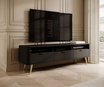 Oval TV cabinet 160 cm with recesses Black