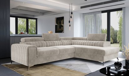 Corner sofa with sleeping function Negreiros (Fabric: Paros 02, Side: Right)