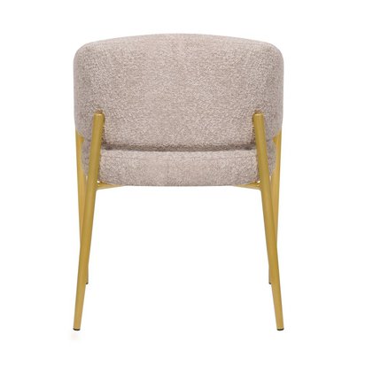 Chaise rembourrée Resilly en tissu bouclé beige/pieds dorés