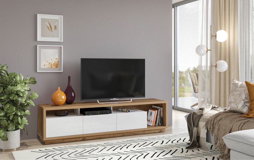 Timellin TV cabinet 200 cm wotan oak/white