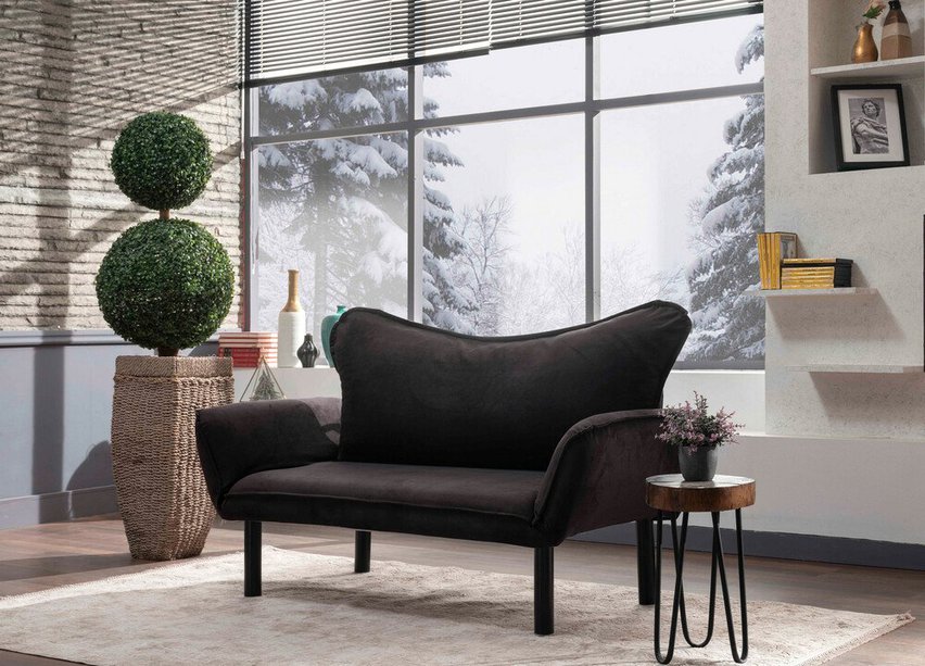 Slemated black two-seater sofa