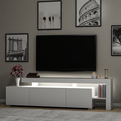 Belzov TV cabinet with LED lighting 192 cm white