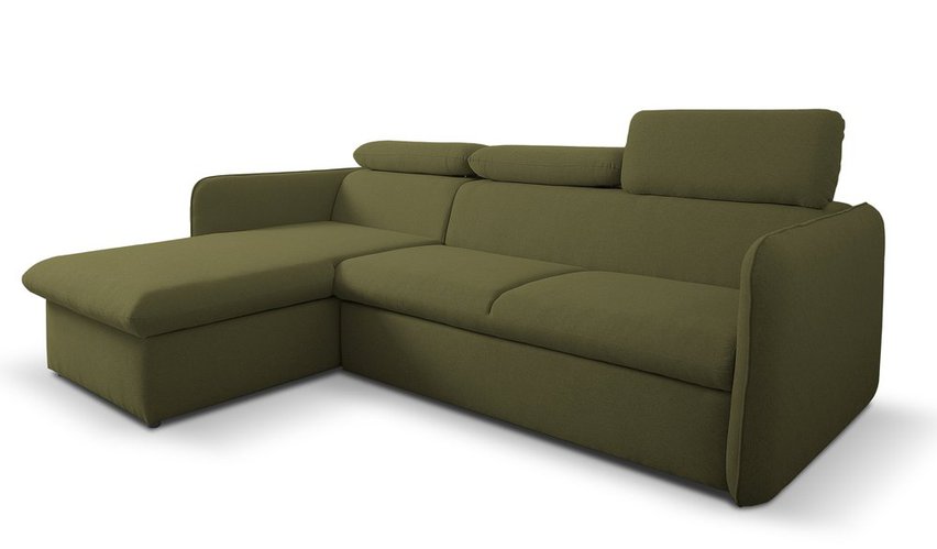 Corner sofa with sleeping function Paladia Castel 39 in hydrophobic fabric velour left side