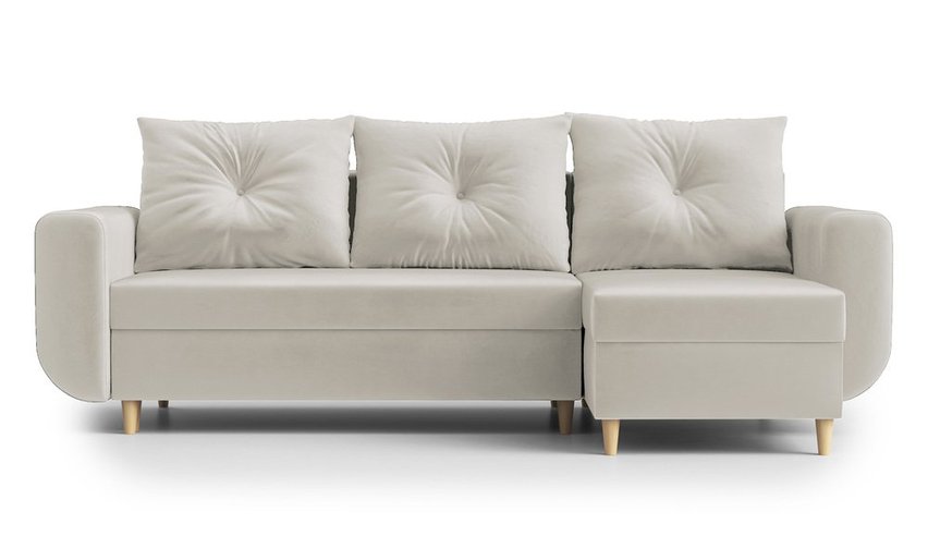 Corner sofa with sleeping function Lamarry L-shaped with container universal Paros 01 velour