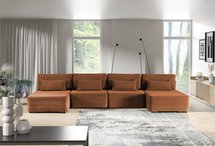 Corner sofa with sleeping function Moduliano U-shaped large with container universal copper corduroy