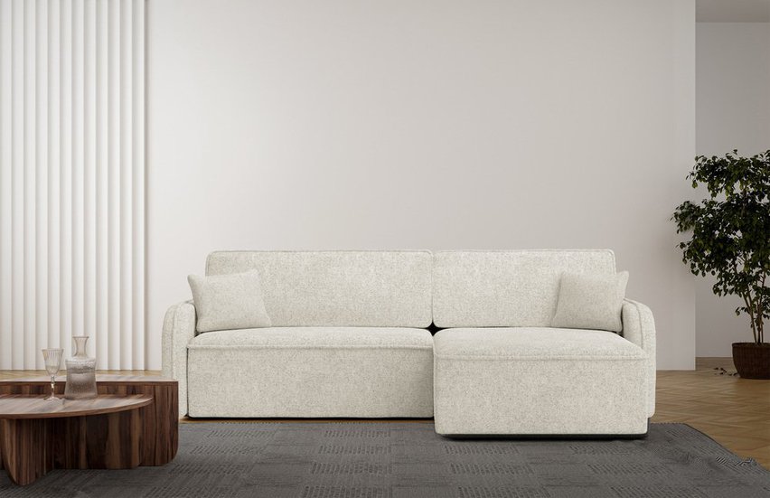 Corner sofa with sleeping function Picatti Melody 14 L-shaped with boucle container universal