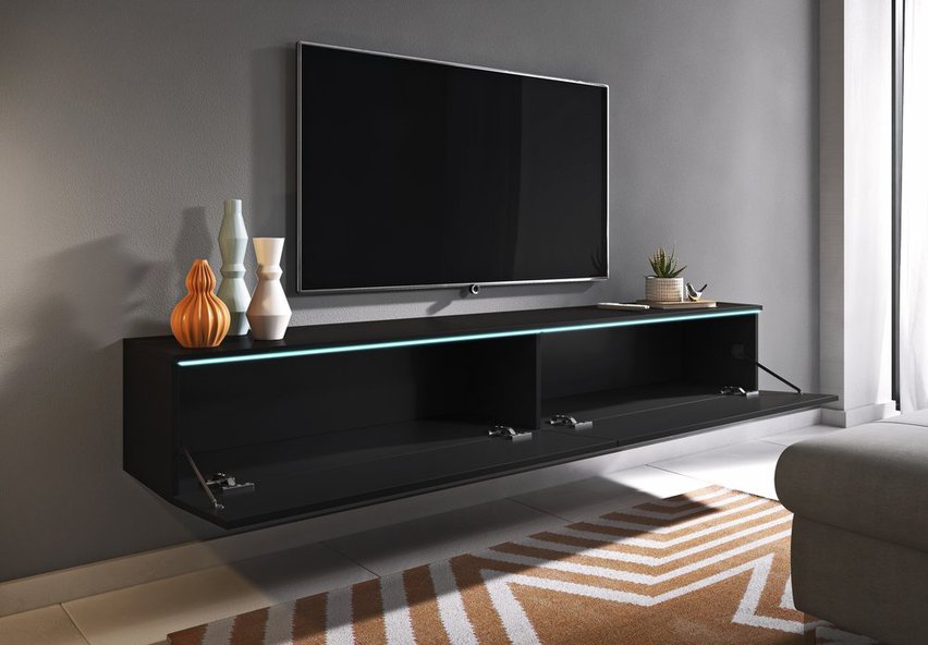 TV cabinet Kane 180 cm black graphite (Lighting: No)