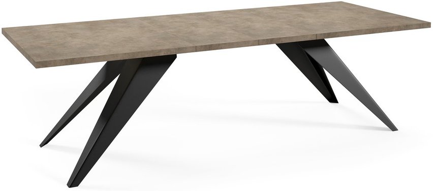 Scalize extendable table 140/200 cm dark grey concrete with black steel frame