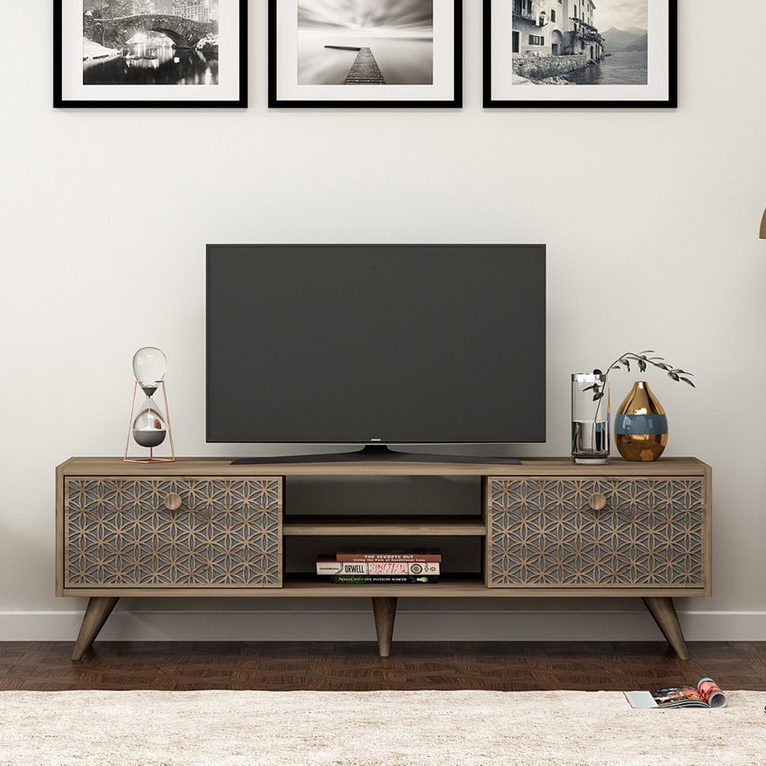 Nevia TV cabinet with decorative fronts 150 cm