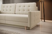 Verat three-seater sofa with storage, light beige velvet, easy to clean