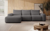 Carnos L-shaped corner sofa bed with additional lumbar pillows Moly 85 hydrophobic chenille left side