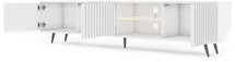 Bello TV cabinet with lamella fronts, 175 cm, white, LED, with black legs