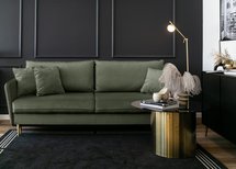 Three-seater sofa Volio Magic Velvet 2243 sage hydrophobic velvet gold legs