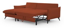 Corner sofa with sleeping function Cambiano L-shaped with container, red velvet, hydrophobic, left-sided