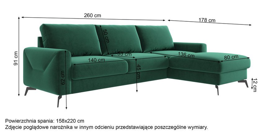 Softano L-shaped corner sofa with sleeping function with Cloud 38 container, easy-cleaning, hydrophobic velvet, right-hand side