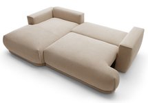 Divo Mini L-shaped corner sofa with sleeping function with a left-handed beige boucle container