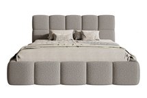 Upholstered bed 140x200 cm Cloudy with storage, gray Legend 04