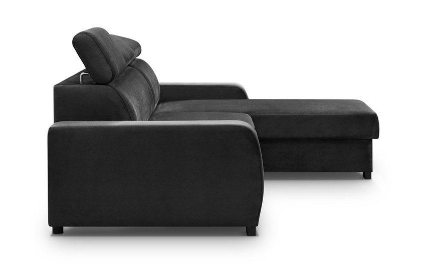 Corner sofa with sleeping function Veidnes L-shaped with adjustable headrests and container universal (Fabric: Kronos 34)