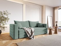 Three-seater sofa Lilla Amon 27 with a container in hydrophobic velor fabric, black legs