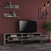 Lotero mocca TV cabinet with two wall shelves