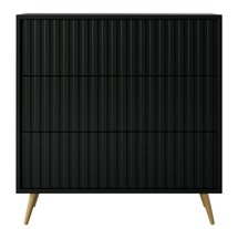 Bello chest of drawers with three drawers, 79 cm, black with gold legs